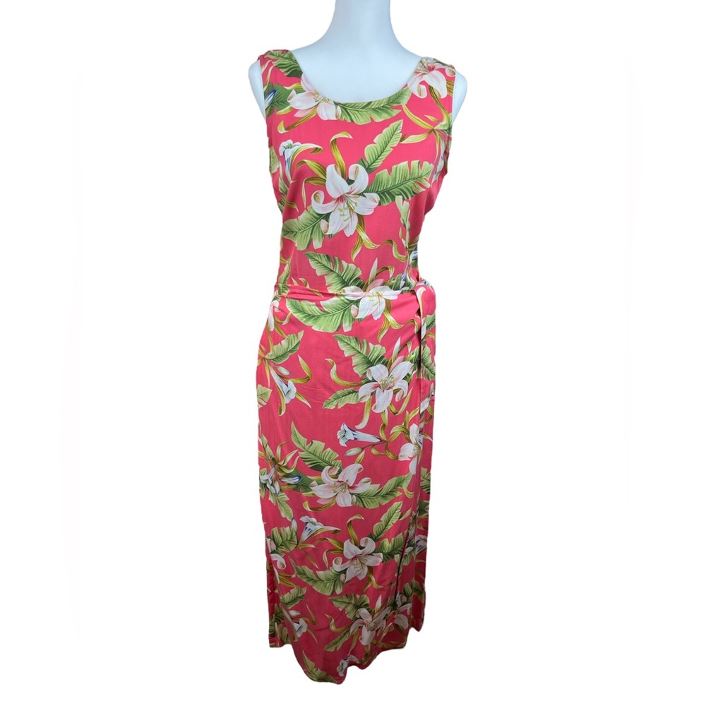 La Cabana Hawaiian Tropical Print Wrap Dress, size S - Picture 2 of 10